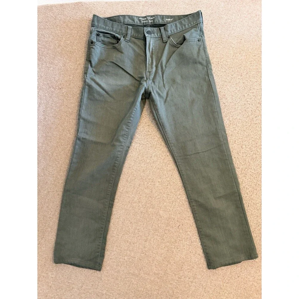 Banana Republic Men's Size 31 Olive Green Slim Fit Stretch Jeans Hemmed